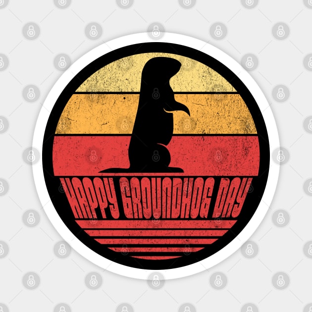 Retro Sunset Groundhog Day Magnet by HolidayBug